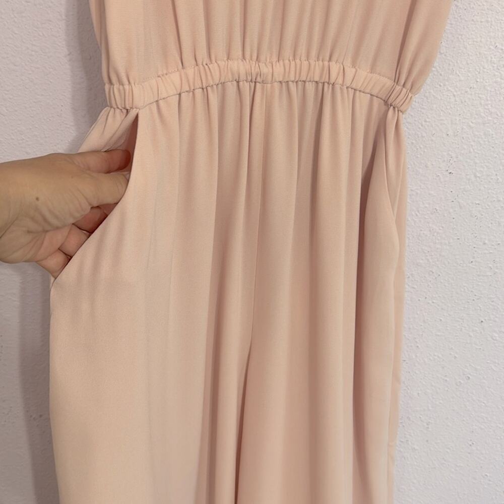 Aritzia Wilfred Women Soft Pink Fleurette Jumpsuit with Ruffle Sleeves Size S - Picture 9 of 13